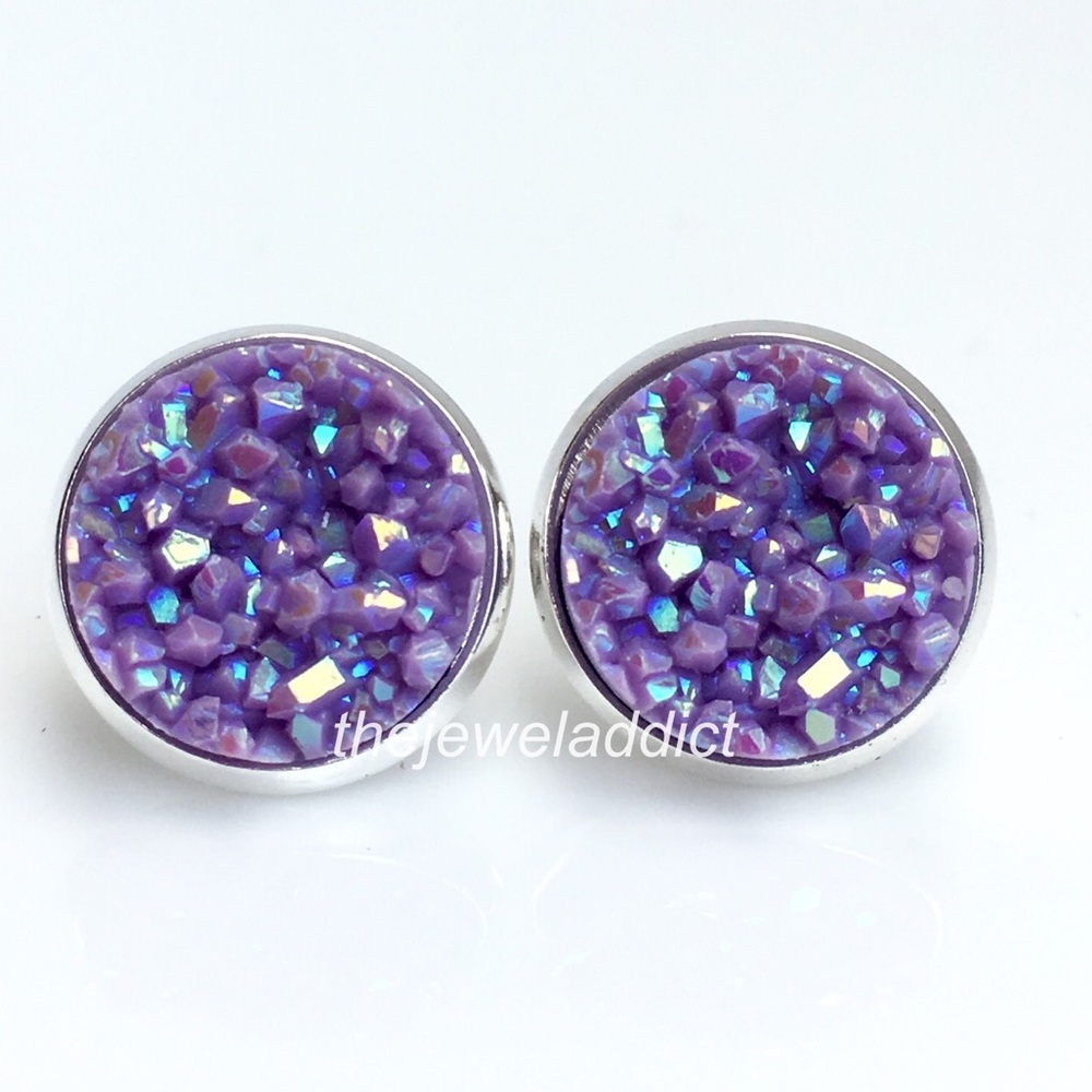 3 for 15🎀 orchid purple faux druzy earrings - Picture 2 of 9